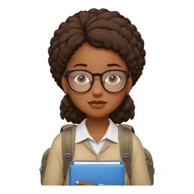 student black girl wearing glasses with backpack sticker