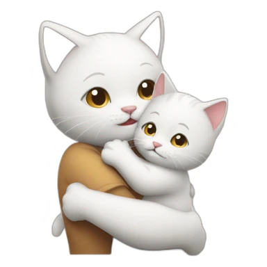 Kitten hugs mom sticker
