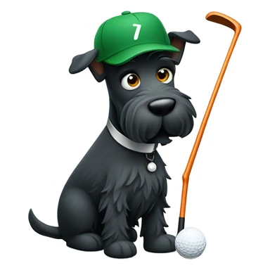 Scottish terrier dog cartoon holding golf putter sticker
