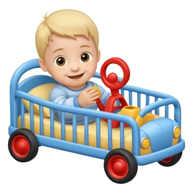 baby in bid with toy car







 sticker