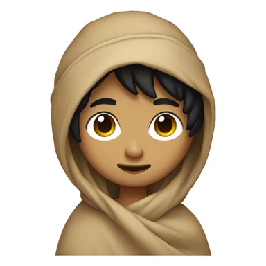 Boy with black hair side part tan hot wrapped around a cozy blanket sticker