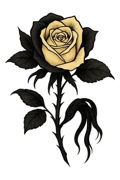 emo black rose with pastel yellow petals sticker