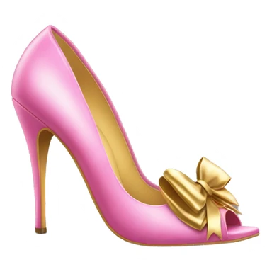 pink high heels with gold bow sticker