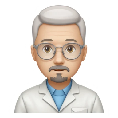 Make a person in a scientist's suit, hairless, with glasses and a goatee. sticker