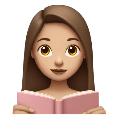 girl with fair skin and long brown hair holding a closed pale pink book sticker