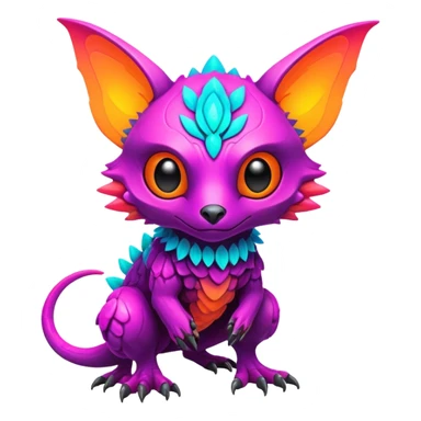 futuristic lush warm-colored neon-colored Fakémon-Trico-creature (full body) sticker