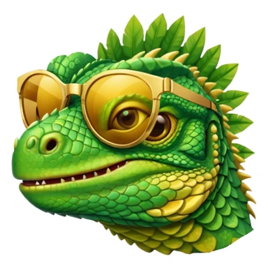 iguana head with golden sunglasses sticker