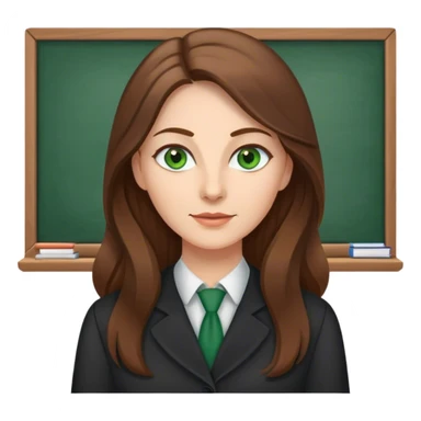 Ironic  female teacher with long Brown hair and Green eyes sticker