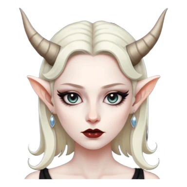 Woman with subtle horns, smooth skin and sharp gaze, divine corruption sticker