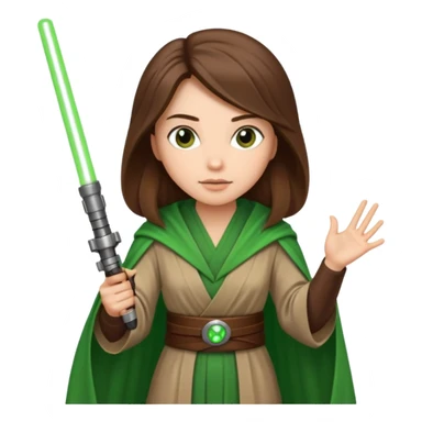 Ios 18 starwars theme ( jedi, robots etc..) long brown hair lady with lightaber green or red. Every one is alone. Not all in one emoji sticker