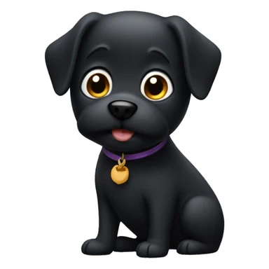A black dog thats very chubby and has a tiny tail sticker