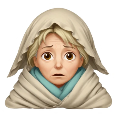 A 55-year-old woman lying in bed at night, unable to sleep. She looks exhausted and desperate, with visible dark circles under her eyes, tired facial expression, slightly messy hair. She is under the blankets, staring at the ceiling.  sticker