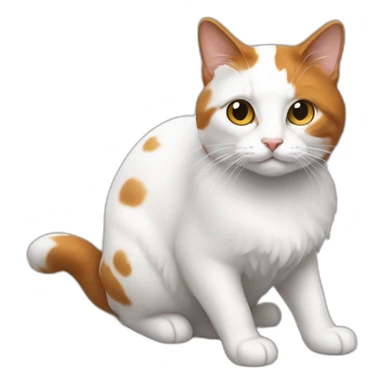 Un chat de poil blanc noir et roux sticker