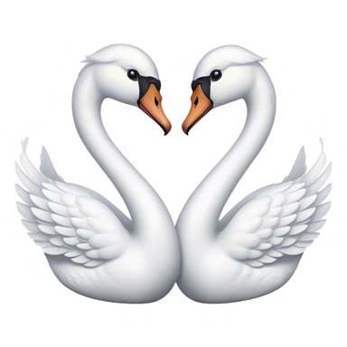 Two swans kissing with their necks making a heart sticker