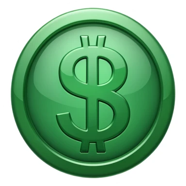 Cashapp emoji, a green dollar symbol with white background, no faces sticker