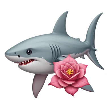 Un tiburón con una flor sticker