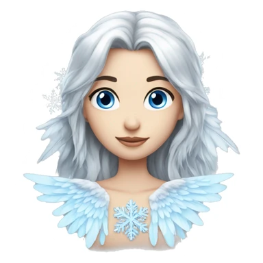 big wings, silver, feather, icy ,snowflake, Beautiful, fairy, long hair, blue eyes sticker
