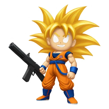 Super saiyan Goku with a gun sticker