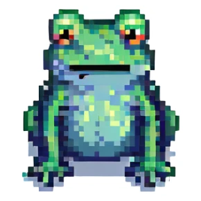 full body frog pixel art style sticker
