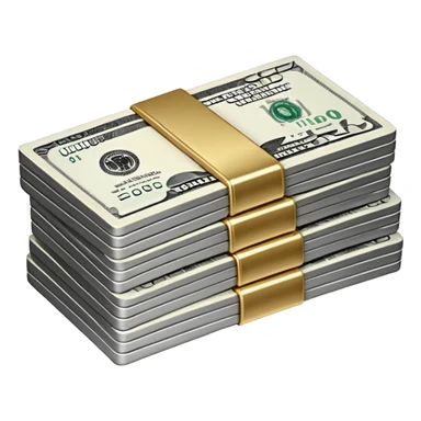 Metallic black-and-white money pack emoji, simple geometric stack of bills,minimal style
 sticker