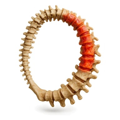 SPINA DORSALE ANATOMICA UMANA REALISTICA infiammata CHIUSA A CERCHIO, iperrealistica 4k, non disegnata sticker