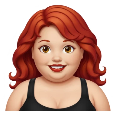 Obese girl with red wavy hair and a crooked smile and black tubetop sticker