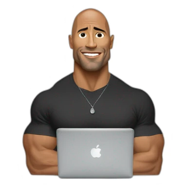 The rock with a macbook sticker