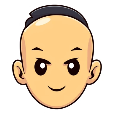 Man with an exaggerated huge forehead, funny character, male face sticker