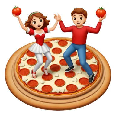 romeo et juliette qui dansent sur une pizza sticker
