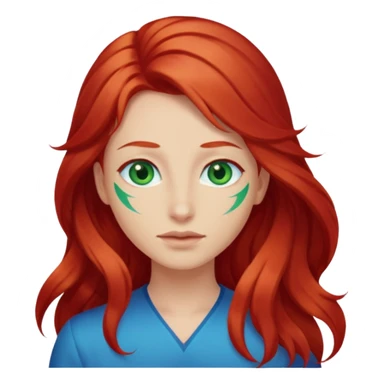 Like the first but her eye green  and blue and her hair red that brolong herwn  sticker
