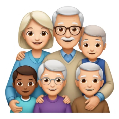 multigenerational family with grandparents, parents and children sticker