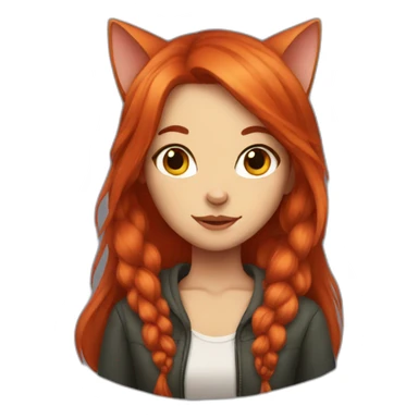 Cat-girl with long red hair sticker