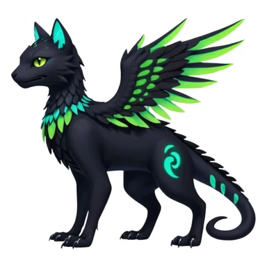 Black Dark Exotic Beaked Feathery Nocturnal Neon-glowing Abyssal Nightly Abyss-Cat-Gryphon-Salandit-Nargacuga-Silvally-Fakémon Creature (full body) sticker