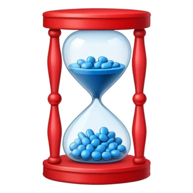 Sandglass with blue pills and red pills sticker