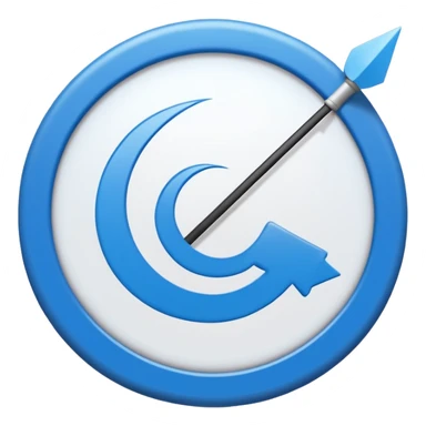 Quiero que hagas un círculo azul y con una flechita en el medio blanca sticker