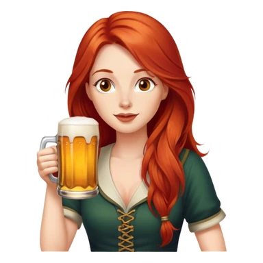 Woman with long red hair drinking a beer sticker