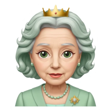 Queen Elizabeth with grey hair and waves in pastel green clothes sticker