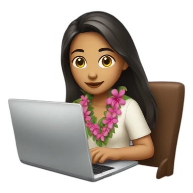 Hawaiian girl with her laptop sticker