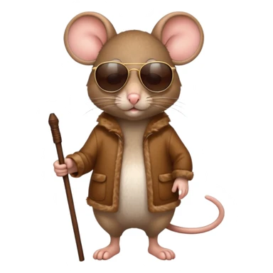 mouse with sunglasses and walking stick sticker