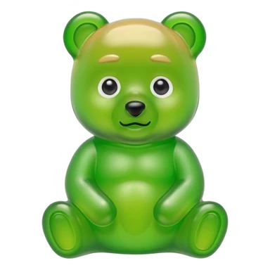 green gummy bear with eyes and blond hair sticker