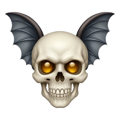 skull emoji with bat ears and wings sticker