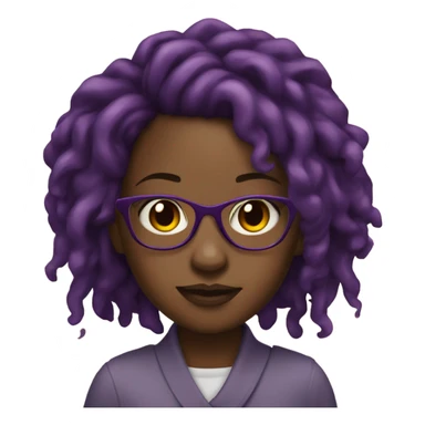 A black girl with dark purple red locs and glasses sticker