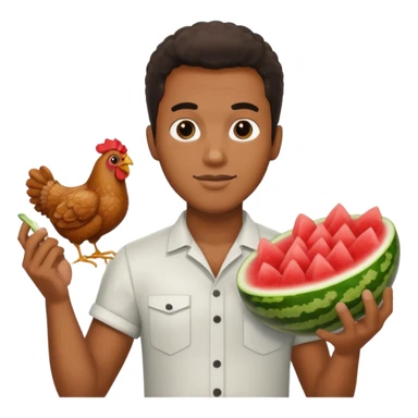Black guy holding friend chicken and watermelon sticker