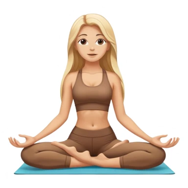White girl with long blonde hair doing yoga brown set sticker