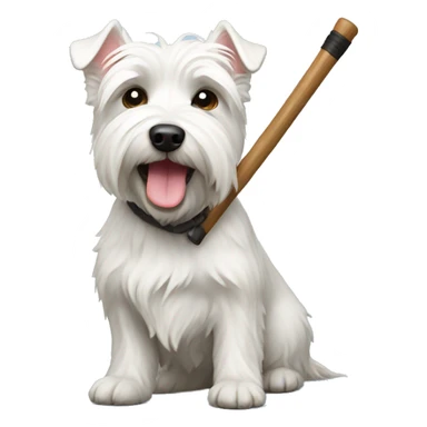 Westie with a blind stick sticker
