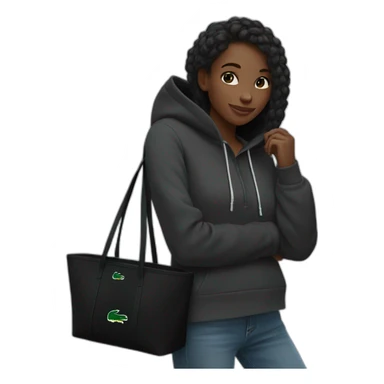 Lacoste bag black girl with black lacoste hoodie sticker