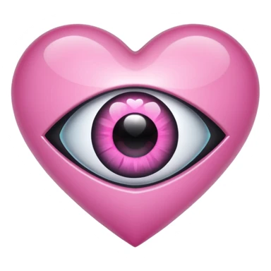 A black heart crystal with a pink eye in the center sticker