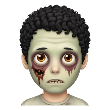 Um garoto zumbi com o cabelo preto cacheado e olhos castanhos sticker