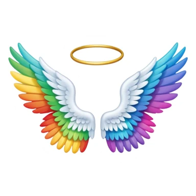 Tiny small mini left and right rainbow angel wings. Between left and right wings there is a little blank. sticker
