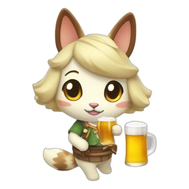 Marie-animal-crossing-with-a-beer sticker